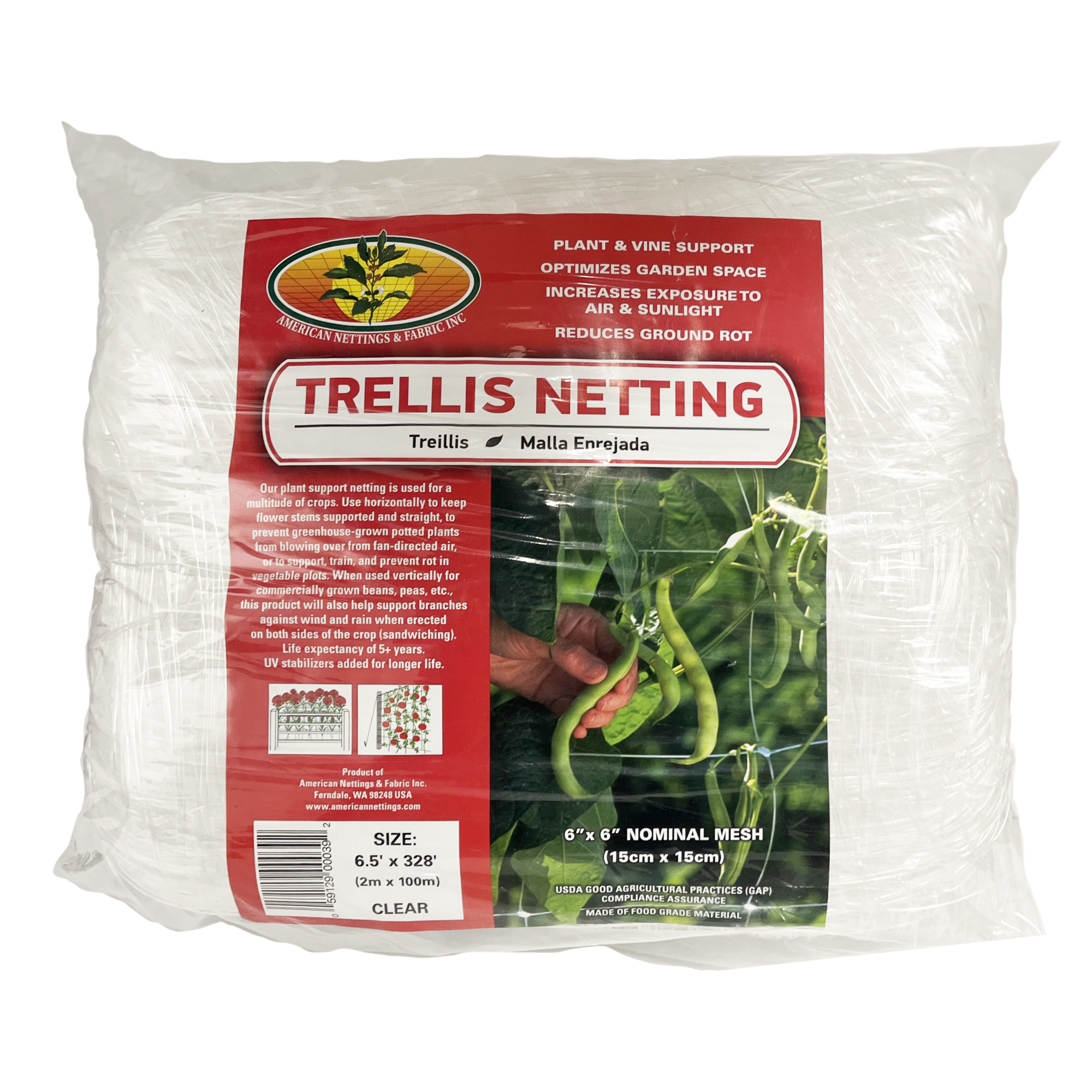 American Nettings & Fabric, Inc., Trellis Netting Clear 6.5ft.x328ft., Model# TN6328